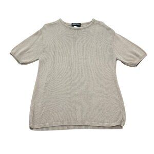 Vintage 1990s Pierre Cardin Beige Knit Short Sleeve Top